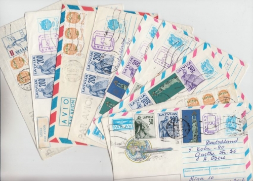 Lettland - 1992 Provisorien 9 Luftpostbriefe/Ganzsachen