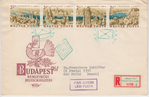 Ungarn - Budapest 1961 Briefmarkenausstellung Schmuck-FDC Einschreibebrief