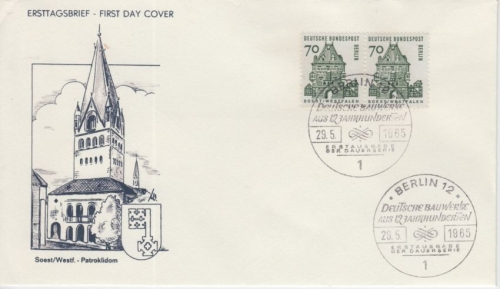 Berlin - 70 Pfg Bauwerke waagr. Paar. Schmuck-FDC ESST 29.5.65