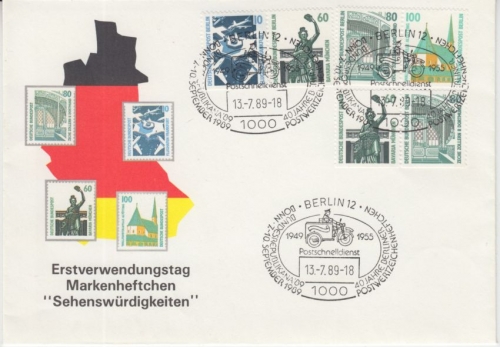 Berlin - Sehenswürdigkeiten Zusammendrucke W90 W94 W98 Schmuckumschlag SST 1989