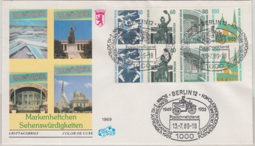 Berlin - Sehenswürdigkeiten Heftchenblatt 22 Schmuckkuvert SST 13.7.1989