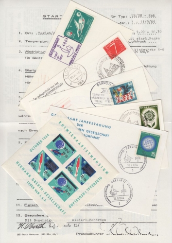 BRD/Niederlande - H. Oberth Gesellschaft Versuchsreihe TR15+16 - 5 Belege 1964