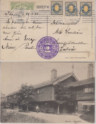 Schweden - Skansen Freilichtmuseum sw-AK Stockholm - Berlin 1908