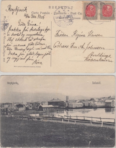 Island - 4 A. König Christian Paar sw-AK Reykjavik - Kopenhagen 1906