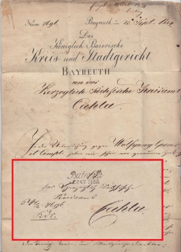 Bayern/Sachsen - Bayreuth 1824 L2 Dienstbrief b. Kahla - mit Inhalt !