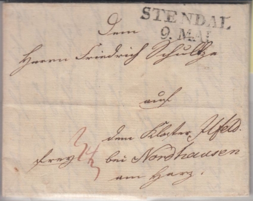 Preussen - Stendal 1817 L2 Frankobrief Seehausen - Kloster Ilfeld b. Nordhausen