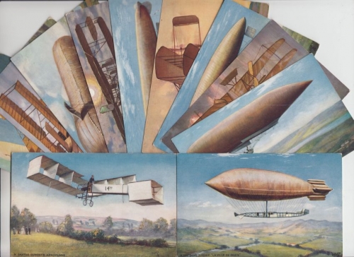 Luftfahrt - Zeppelin Motorflug 11 farbige Künstlerkarten versch. Motive ca 1910