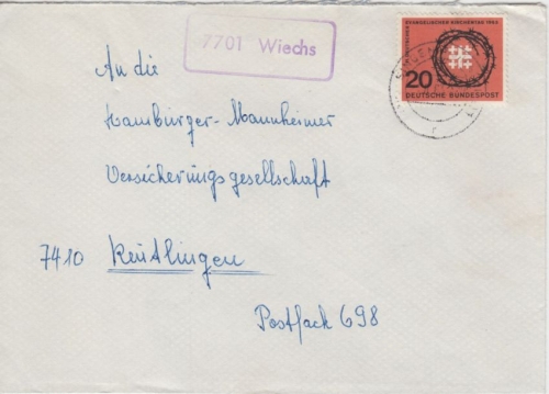 BRD - 7701 Wiechs Ra1 Brief Singen - Reutlingen 1963 PLZ-Umstellung