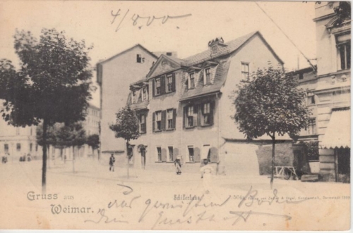 Thüringen - Weimar Schillerhaus sw-AK gelaufen 1900