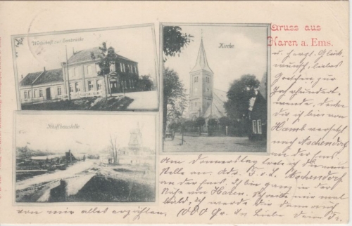 Niedersachsen - Haren a.d. Ems Mehrbild-sw-AK (Wirtschaft etc.) gelaufen 1899