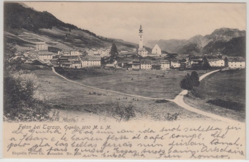 Schweiz - Fetan b. Tarasp Engadin Graubünden Ortsansicht sw-AK gelaufen 1905