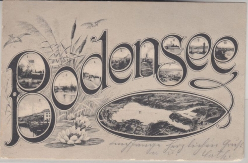Schweiz - Bodensee Schriftzug/Bilder sw-AK gelaufen Rorschach 1905