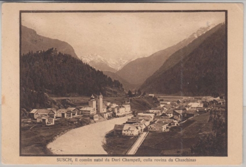 Schweiz - Susch Graubünden Ortsansicht sw-AK gelaufen 1920