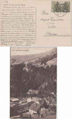 Schweiz - 7 1/2 Rp. Friedensvertrag Fernkarte sw-AK Le Sepay - Aarau 1919