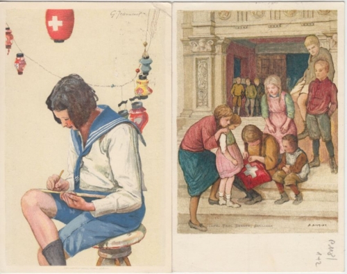 Schweiz - Bundesfeier 1925 Sonderganzsache beide Bilder Goldern/Weissbad 1.8.25