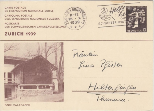 Schweiz - 10 Rp. Armbrust Ganzsache Landesausstellung Zürich - Hilterfingen 1939