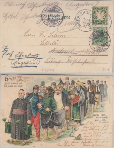 Bayern - 5+5 Pfg. Wappen/DR-Germania Karte Wörishofen 1903 Nachsendung Schweiz !