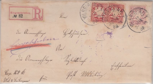 Bayern - 2x10+5 Pfg. Wappen Einschreibebrief/Landbezirk Vilsbiburg 1889 n.