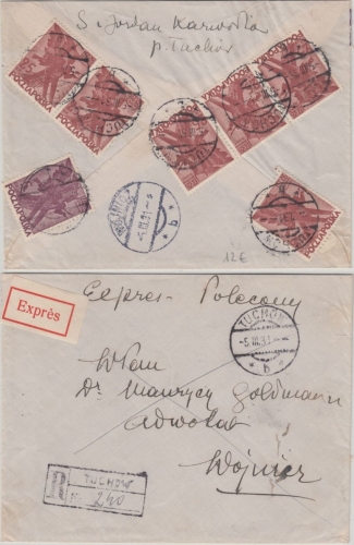 Polen - 6x25+5 Gr. November-Aufstand Einschreiben Eilbrief Tuchow - Wojnicz 1931