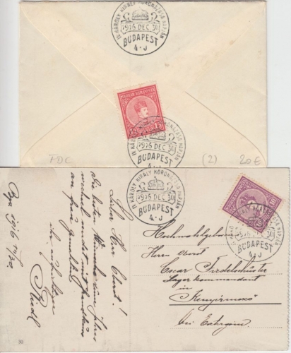 Ungarn - 10+15 f. Zita+Karl Krönung Brief/Karte (beide FDC) ESST Budapest 1917