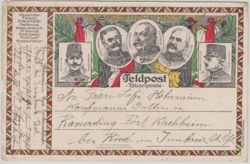 Österreich - Viribus Unitis illustr. Feldpostkarte Arzl b. Innsbruck - Ried 1916