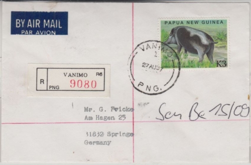Papua New Guinea - Vanimo 27.8.97 Einschreibebrief Chinese year of the pig 1995