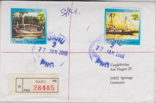 Papua New Guinea - Daru 27.1.2000 Einschreibebrief Sailing Ships Segelschiffe