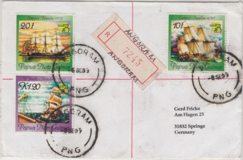 Papua New Guinea - Angoram 8.9.99 Einschreibebrief Sailing Ships Segelschiffe