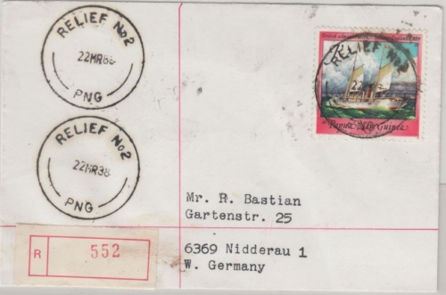 Papua New Guinea - Relief No. (Palmalmal ?) 22.3.88 Einschreibebrief
