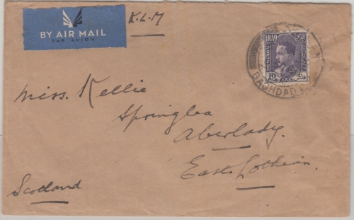Irak - 40 F. König Ghasi Luftpostbrief (KLM) Bagdad As Samawal - Edinburgh 1938