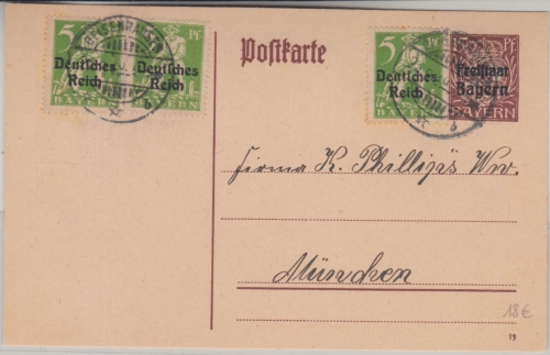 Bayern/DR - 15 Pfg Hupp/Freistaat Mischfrankatur DR Geisenhausen München 23.6.20