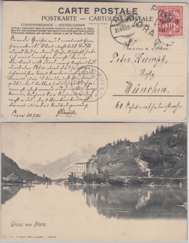 Schweiz - Piora L1 entspr. sw-AK n. München 1906