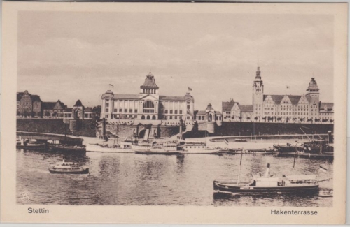 Pommern - Stettin Hakenterrasse sw-AK ungelaufen datiert 1925