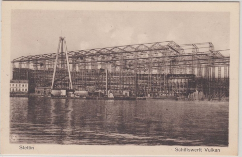Pommern - Stettin Schiffswerft Vulkan sw-AK ungelaufen ca. 1925