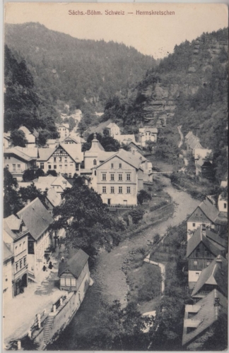 Österreich Böhmen - Herrnskretschen Hřensko Ortsansicht sw-AK gelaufen ca. 1910