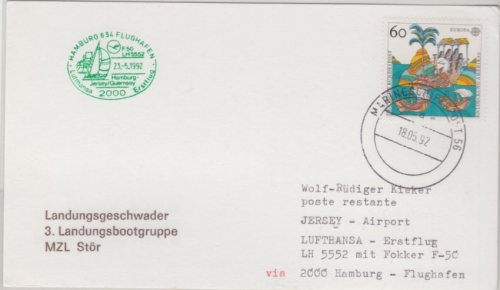 BRD Marineschiffspost 56 3. Landungsbootgrp. MZL Stör Zuleitung LH-Erstflug