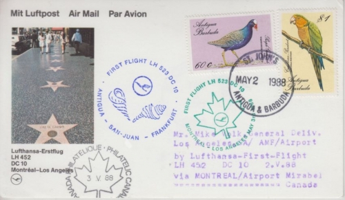 Antigua & Barbuda - LH Erstflug St. Johns FFM Zuleitung Montreal/AMF Los Angeles