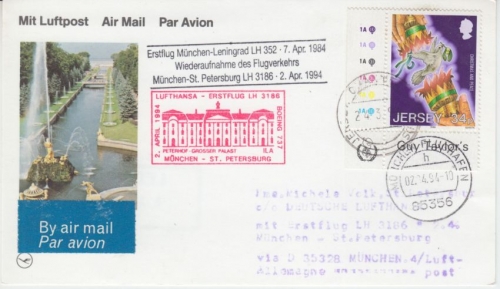 Jersey - Lufthansa Erstflug München St. Petersburg Zuleitungspost 1994