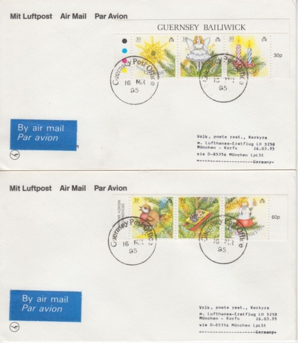 Guernsey - Weihnachten 1989 4 Zuleitungsbelege LH-Erstflug München - Korfu 1995