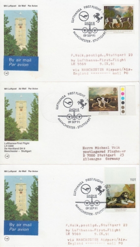 England - Hunde 3x Lufthansa Erstflug Manchester - Stuttgart 1991