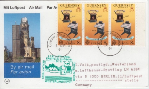Guernsey - 3x8 P. Europa Zuleitung Lufthansa Erstflug Berlin - Westerland 1991