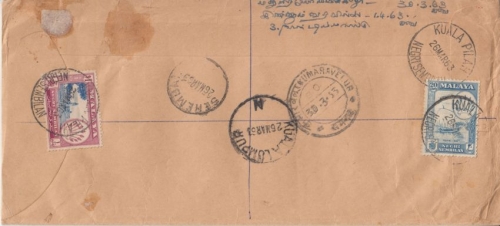 Malaya Negri Sembilan - 1$ + 20 C. Freimarken Luftpost Einschreiben Kuala Pilah