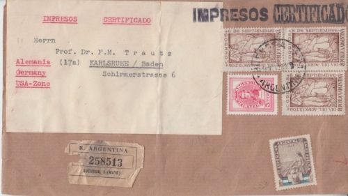 Argentinien - 3x10 C. Landwirtschaftstag u.a. Einschreiben Drucksache VDS 1948
