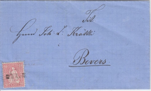 Schweiz - Sils L1 Brief 10 C. sitz. Helvetia n. Bevers 1905 - mit Inhalt