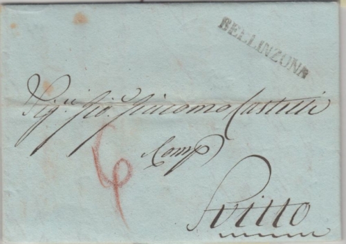 Schweiz - Bellinzona L1 Vorphilabrief n. Svitto 1818 - mit Inhalt
