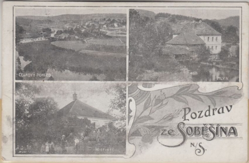 Tschechien - Soběšín Bezirk Kutná Hora sw-Mehrbild-AK gelaufen 1922