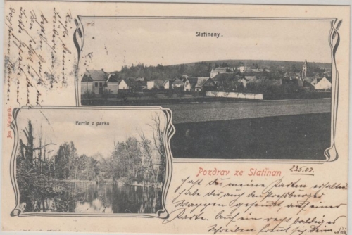 Tschechien - Slatiňany Slatinian sw-Mehrbild-AK gelaufen 1903