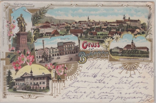 Tschechien - Braunau Broumov farb. Mehrbildlitho gelaufen 1902