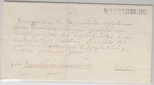 Bayern - Wasserburg L1 Bischofsbrief Lothar Anselm n. München 1829