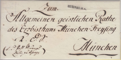 Bayern - Murnau R4 L1 Dienstbrief n. München ca. 1825 - ohne Inhalt